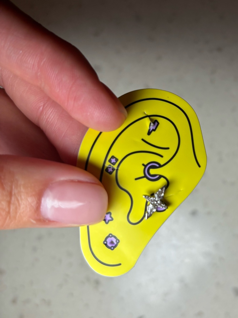 Silver thread less Star for ear (no post)